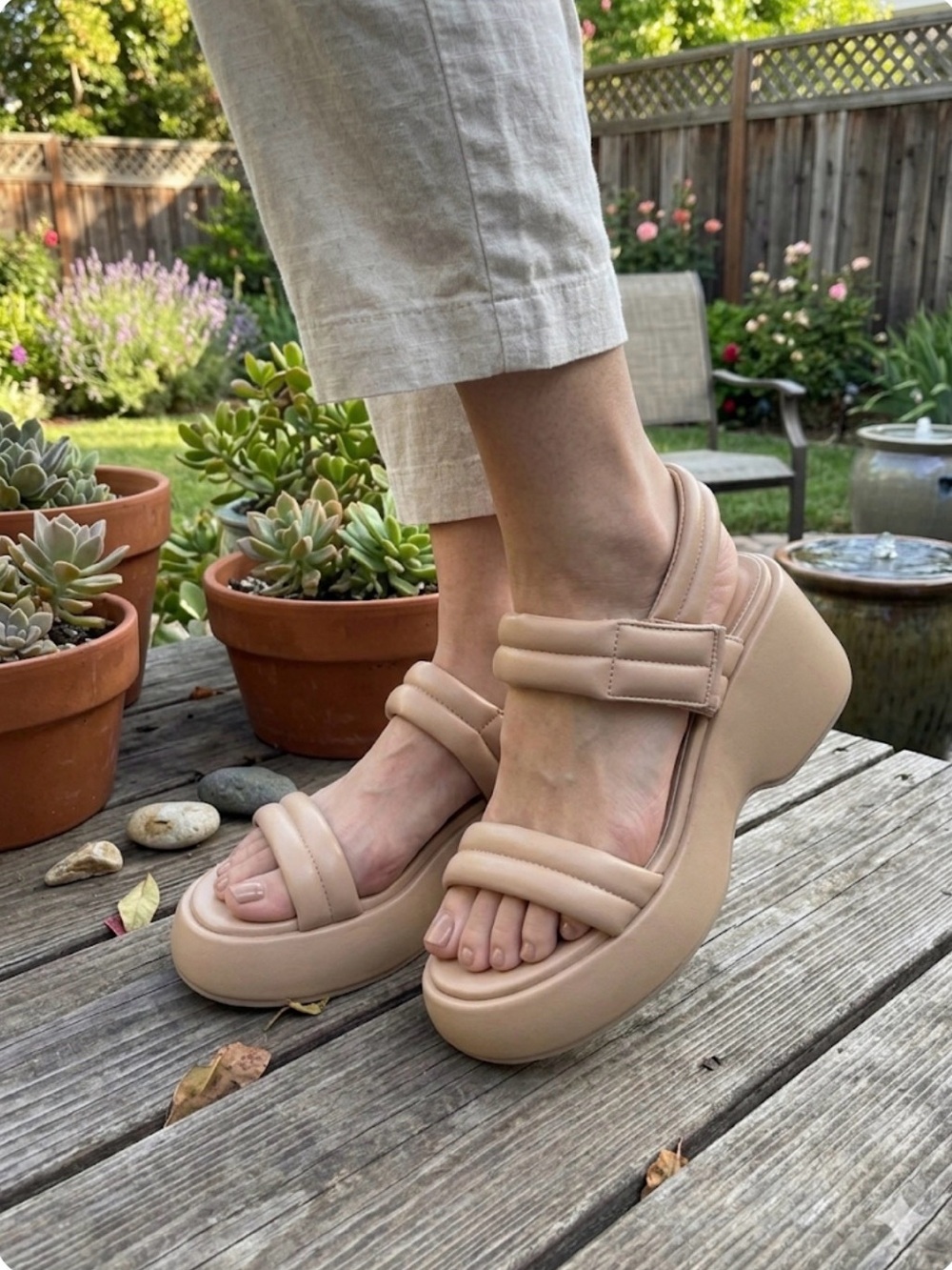 J ADAMS Rayanne Platform Wedge Sandals, Women’s 9, Tan